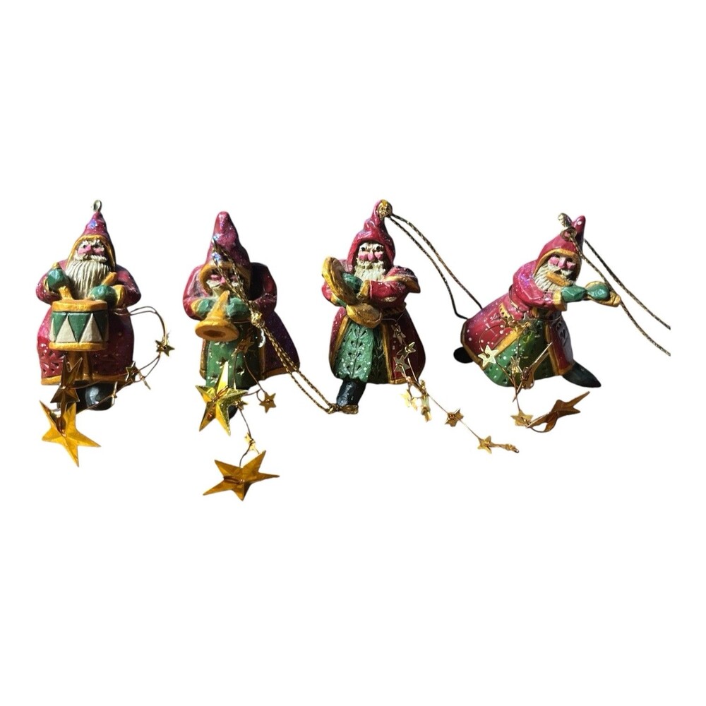 Midwest Cannon Falls Pam Schifferl Santa Claus Band Holiday Ornament 2" Lot of 4